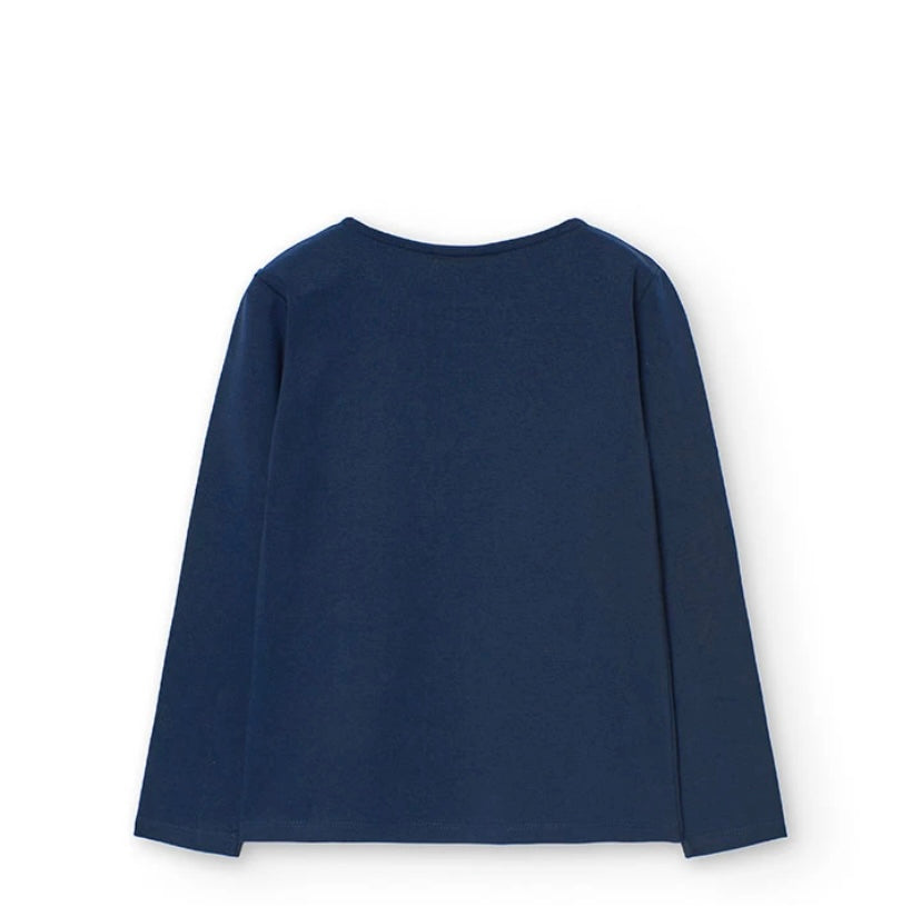 Camiseta de punto de niña en azul marino Boboli