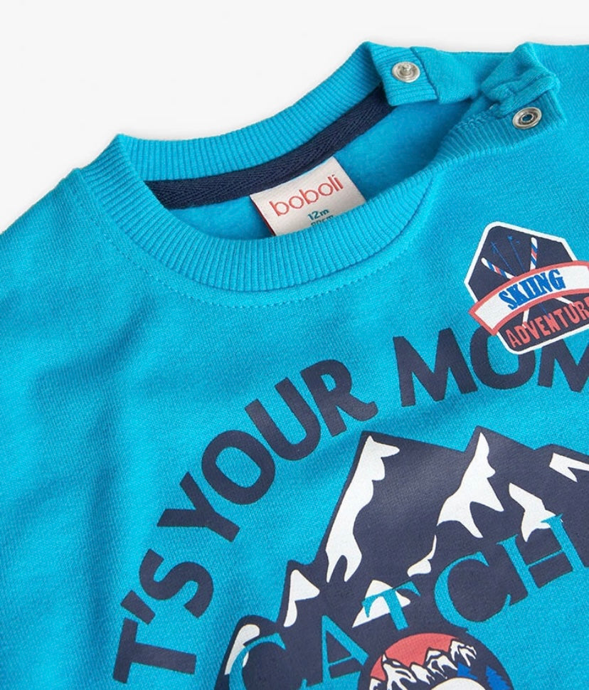 Conjunto de felpa para bebé niño sudadera y pantalón en azul Boboli