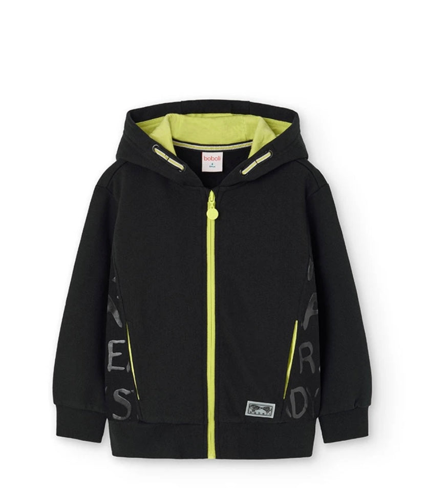 Chaqueta de felpa para niño en negro Boboli