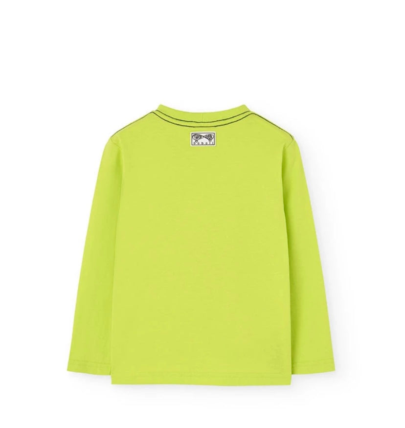 Camiseta de punto para niño con estampado en verde lima Boboli