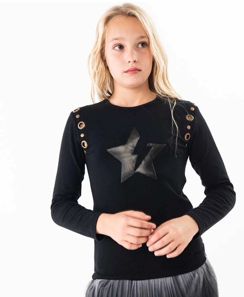 Camiseta de punto para niña en negro Boboli