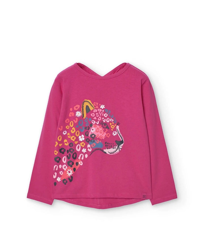 Camiseta de punto para niña en color fresa Boboli