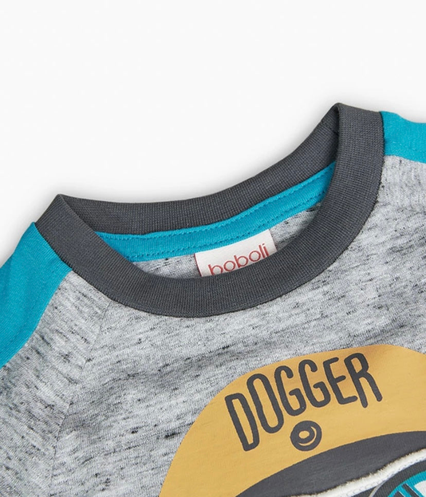 Camiseta de felpa para bebé niño en gris con estampado Boboli