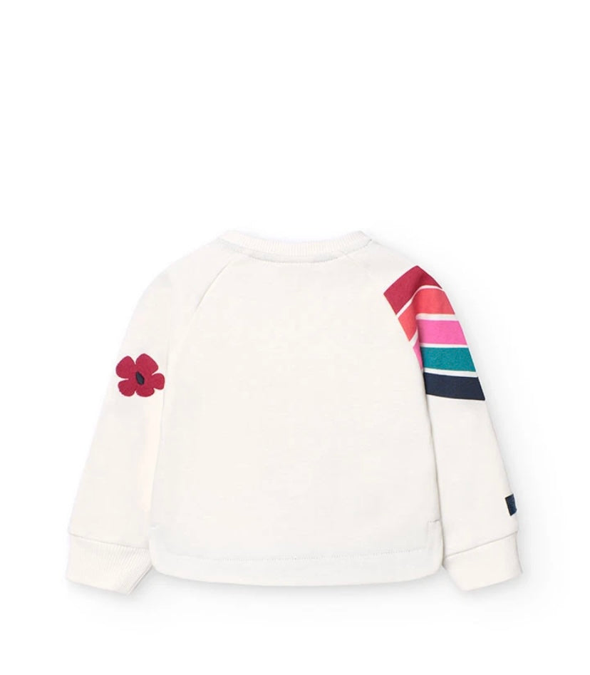 Sudadera de felpa falmé para bebé niña en blanco Boboli
