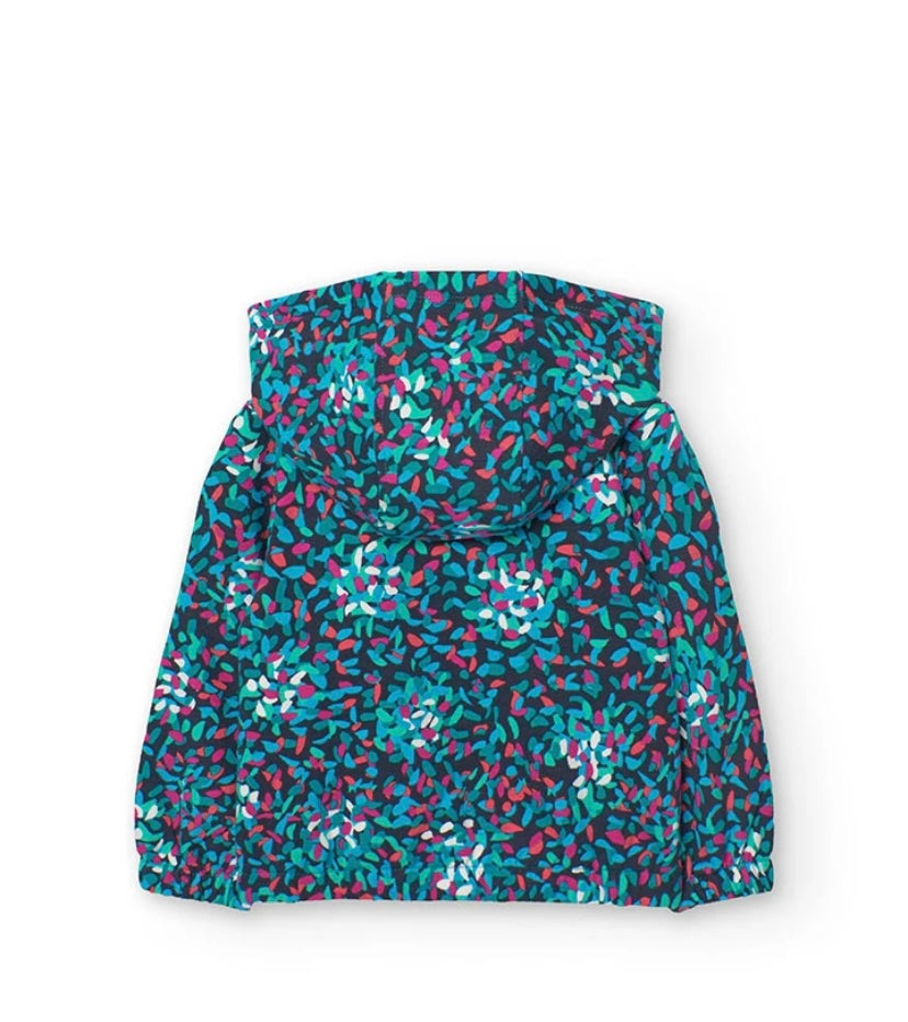 Chaqueta de felpa con capucha para bebé niña con estampado en verde Boboli