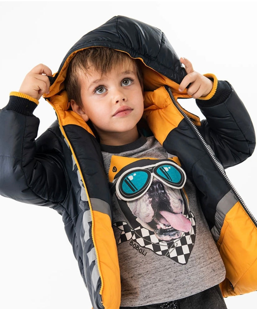 Camiseta de felpa para bebé niño en gris con estampado Boboli