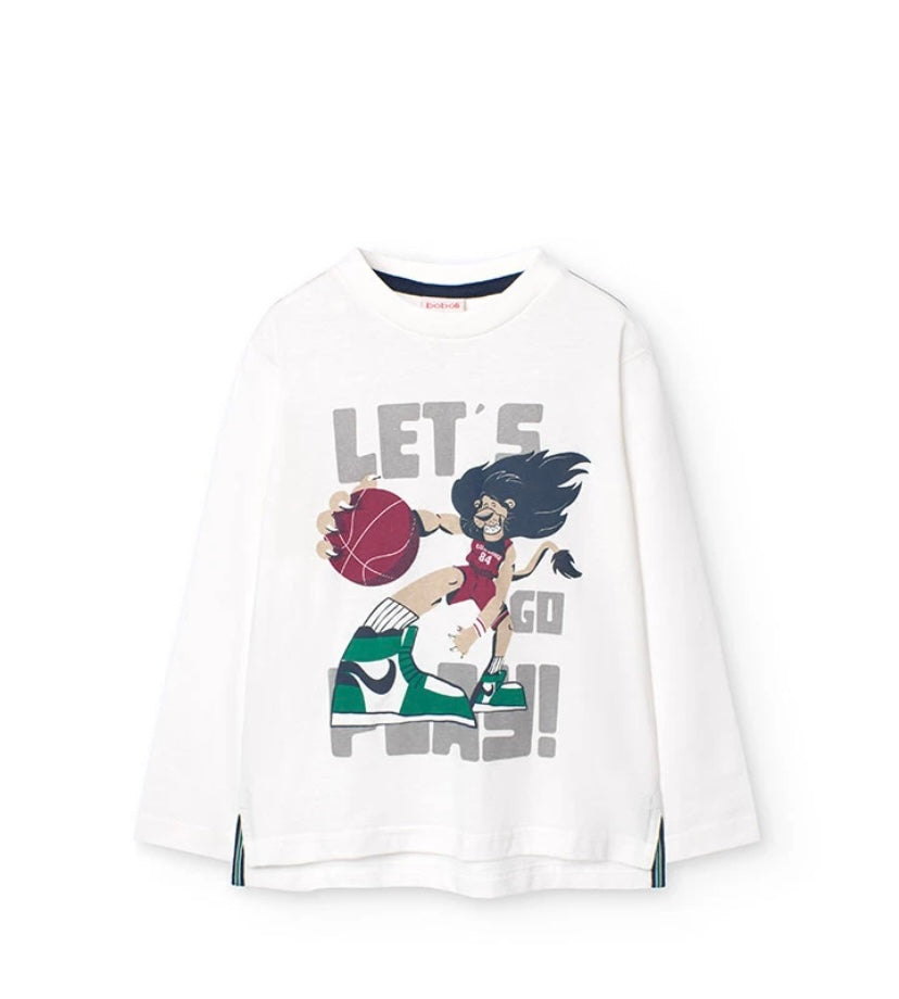 Camiseta de punto liso de niño en blanco Boboli