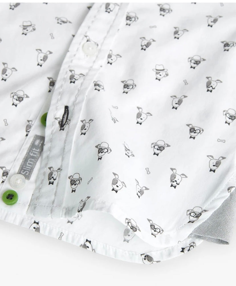 Camisa popelín para niño con estampado en color blanco Boboli