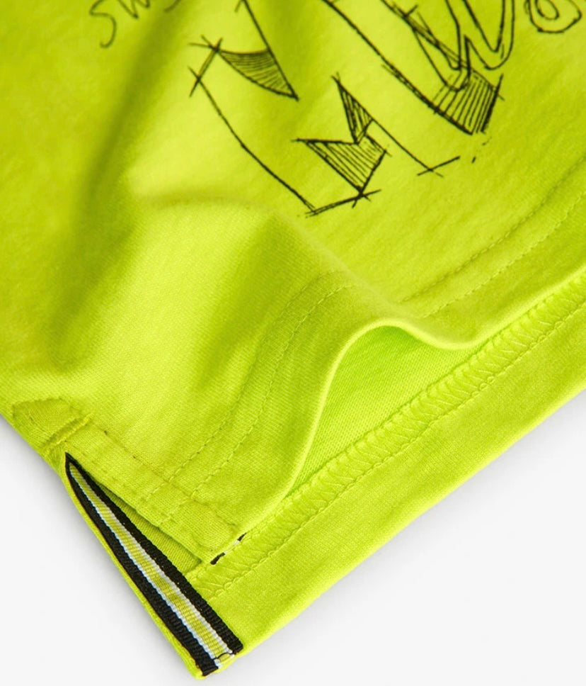Camiseta de punto para niño con estampado en verde lima Boboli