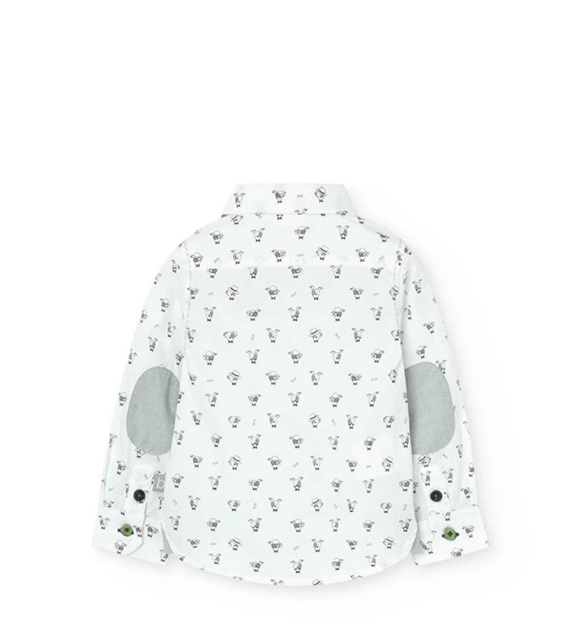 Camisa popelín para niño con estampado en color blanco Boboli