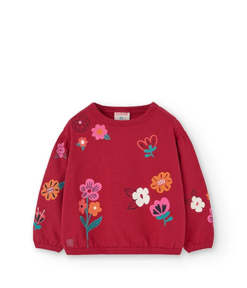 Sudadera de felpa para bebé niña en rojo Boboli