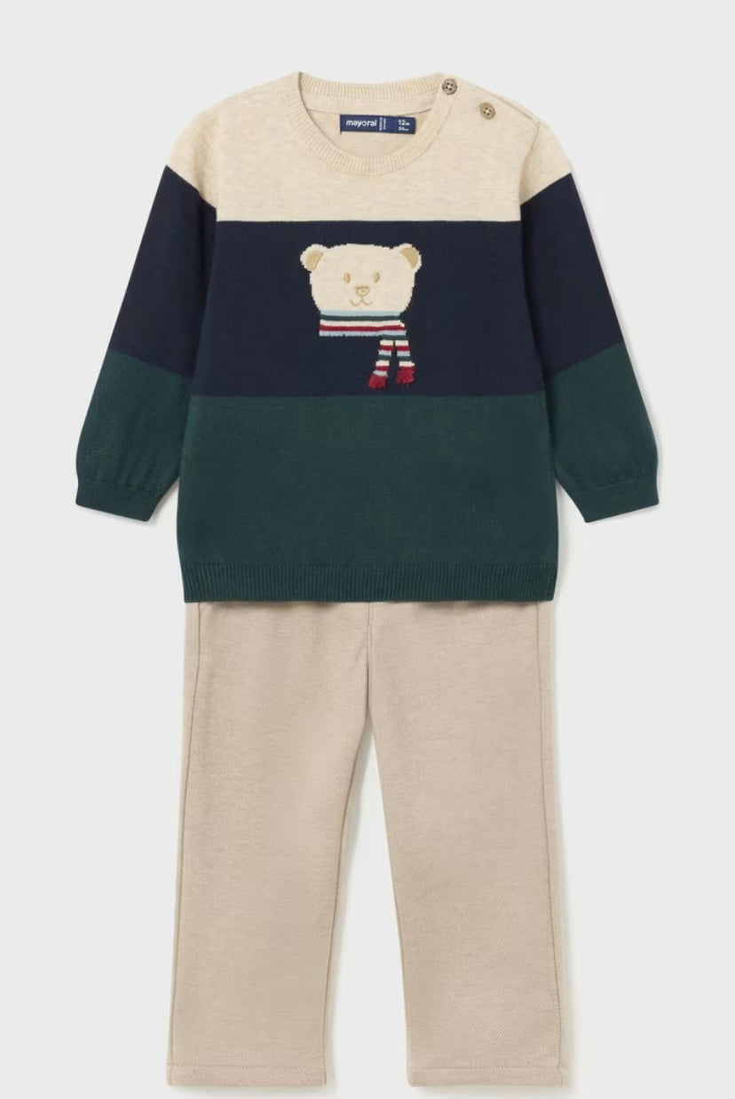 Conjunto pantalón y jersey animal bebé Mayoral