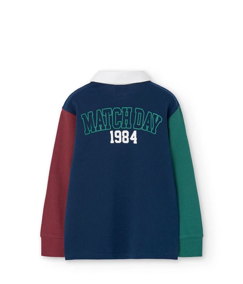 Polo piqué de niño en azul marino Boboli