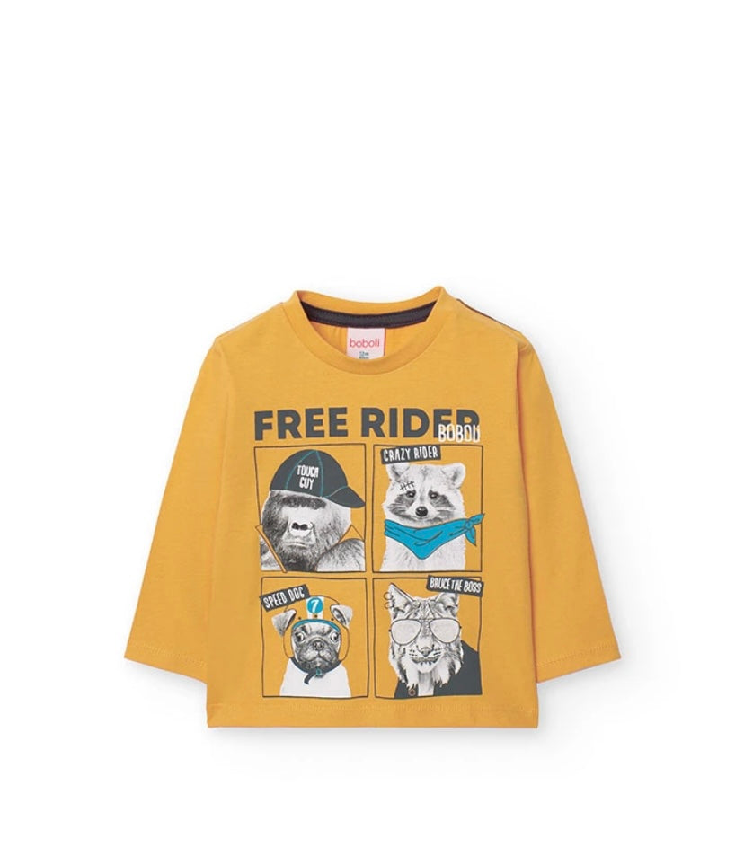 Camiseta de punto para bebé niño en amarillo Boboli