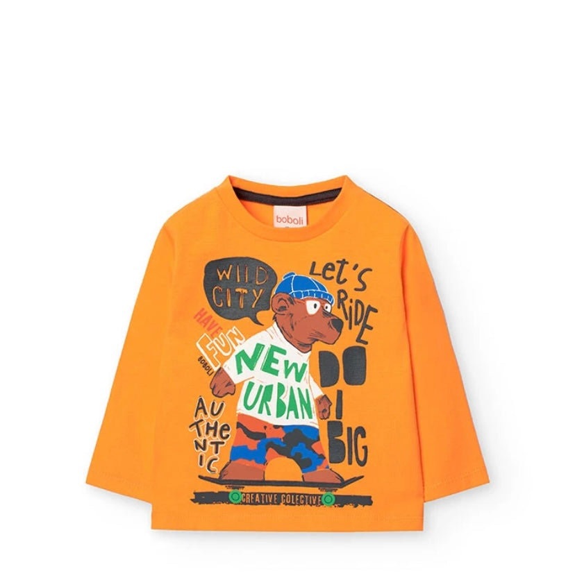 Camiseta de punto para bebé niño estampada en naranja Boboli
