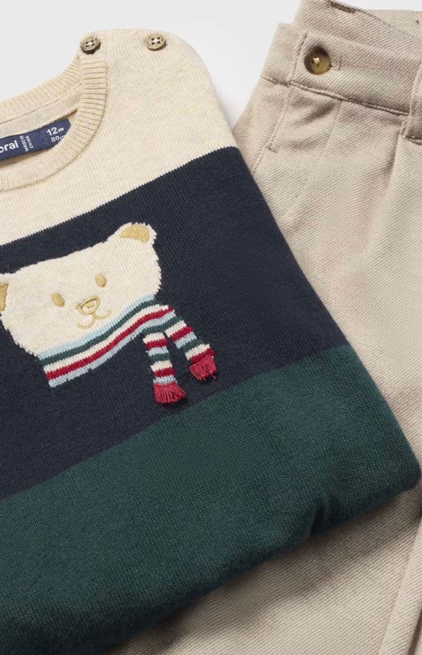 Conjunto pantalón y jersey animal bebé Mayoral