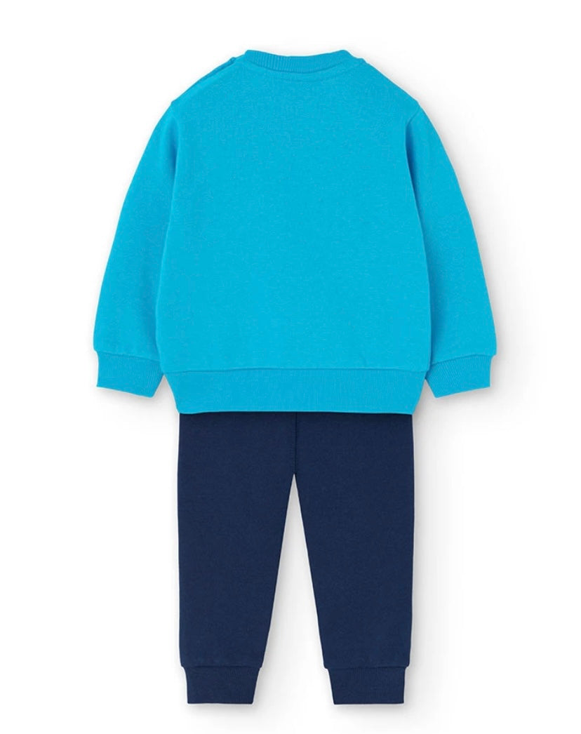 Conjunto de felpa para bebé niño sudadera y pantalón en azul Boboli