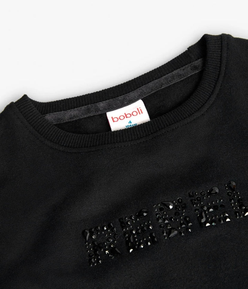 Sudadera de felpa para niña en negro Boboli