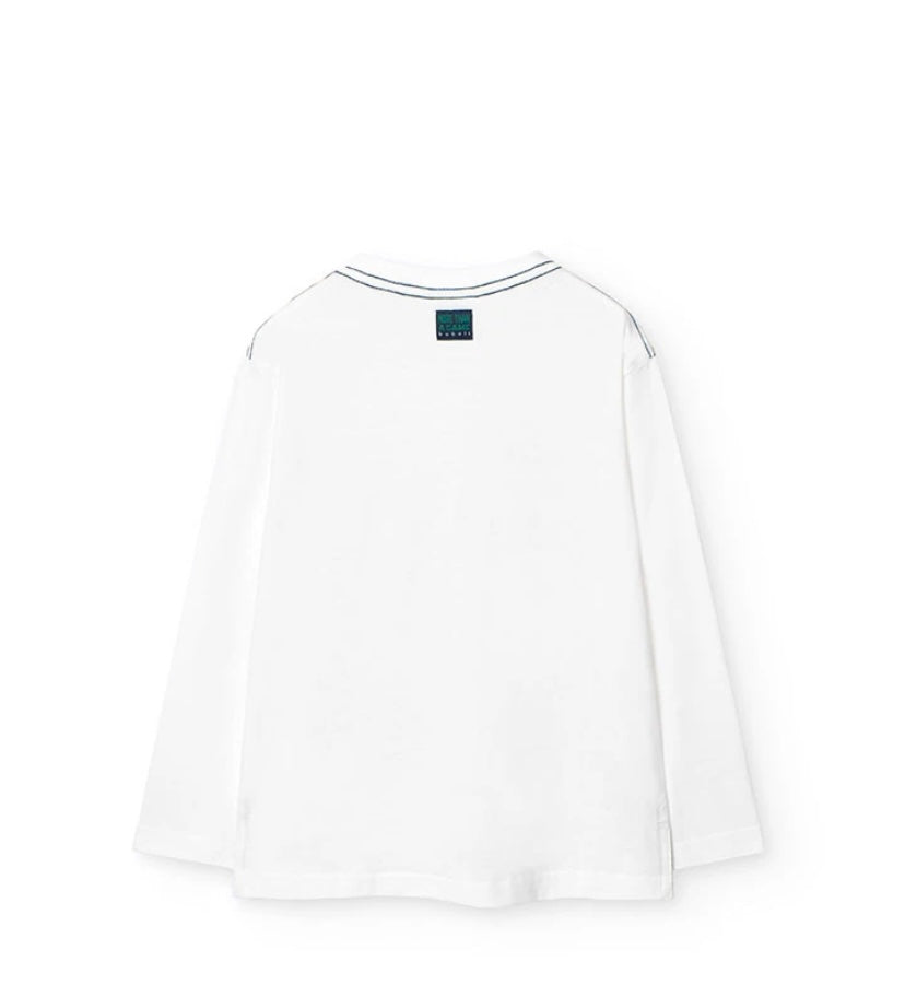 Camiseta de punto liso de niño en blanco Boboli