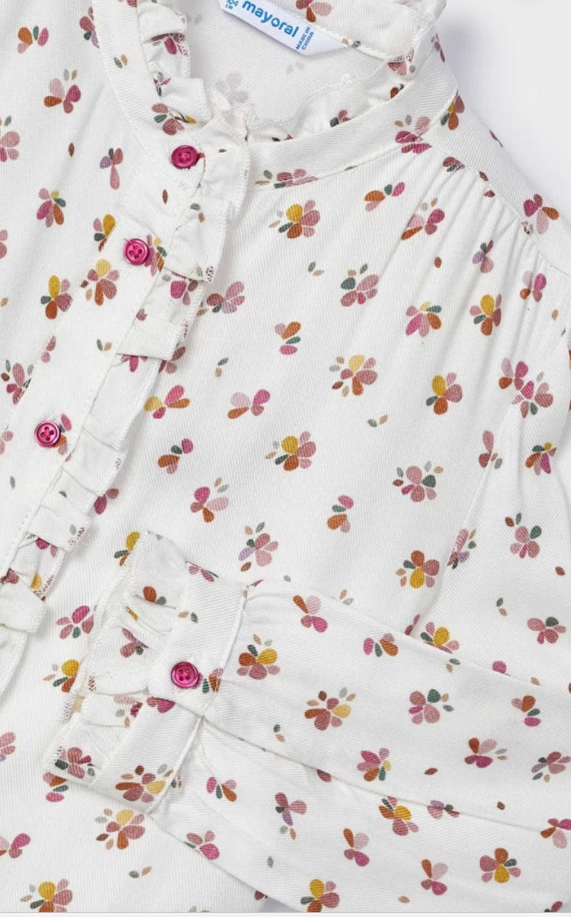Blusa estampada volantes niña Mayoral