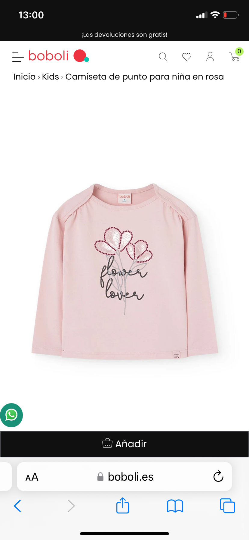 Camiseta de punto para niña en rosa Boboli