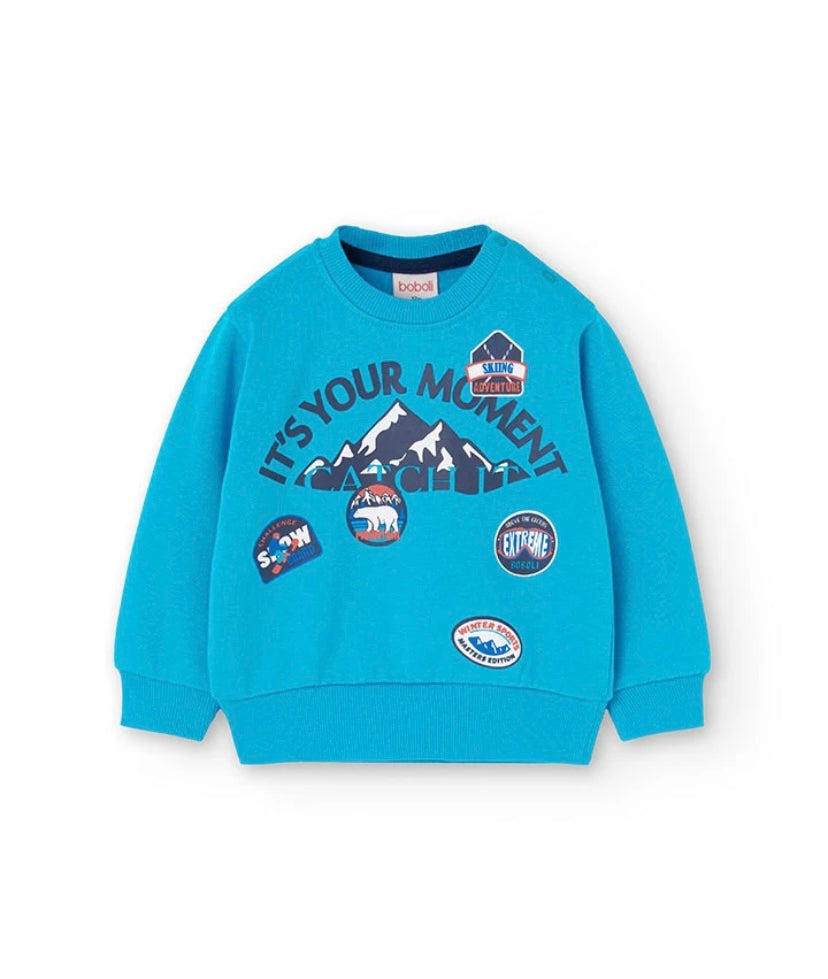 Conjunto de felpa para bebé niño sudadera y pantalón en azul Boboli