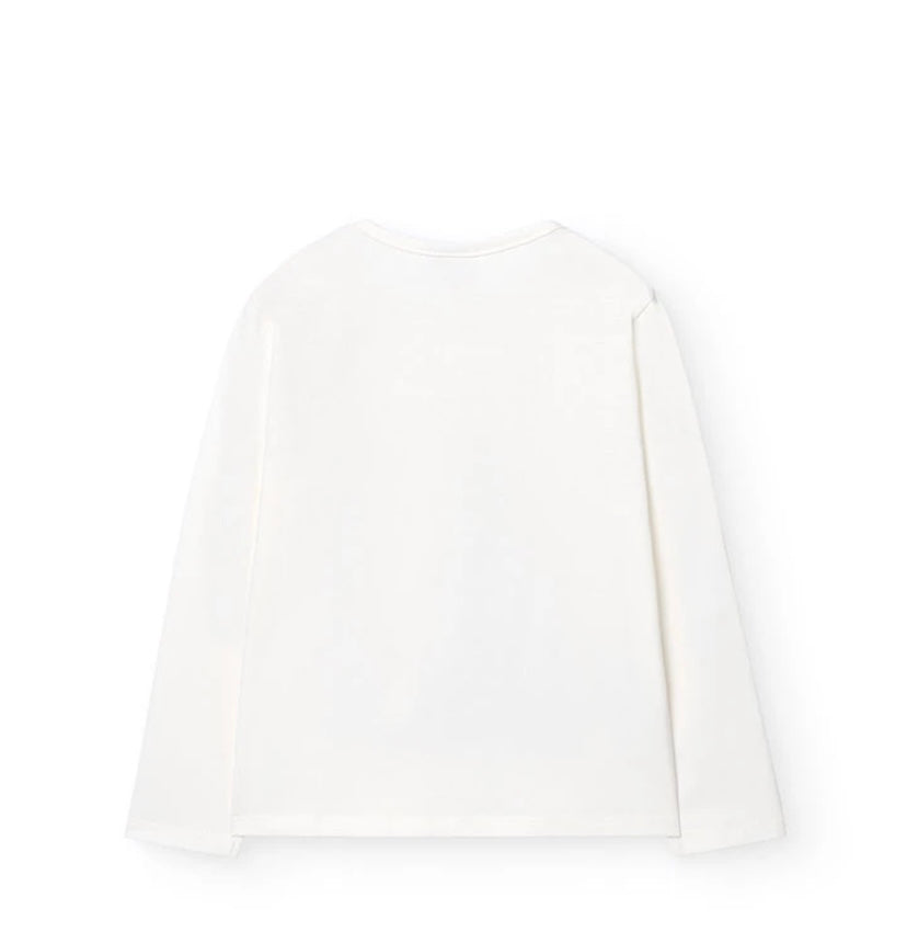 Camiseta de punto para niña con estampado en blanco Boboli