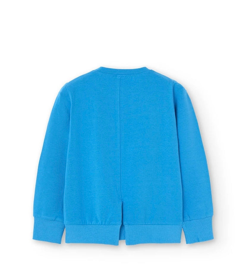 Camiseta de punto para niña con estampado de letras en azul Boboli