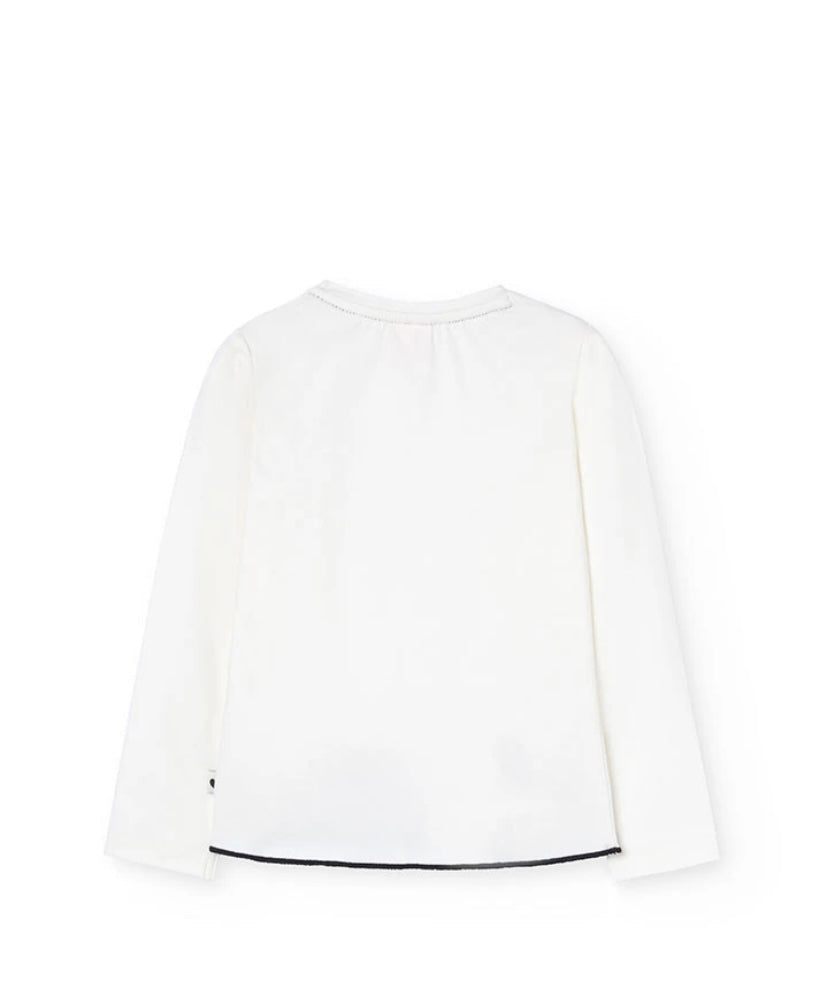 Camiseta de punto de niña en blanco Boboli