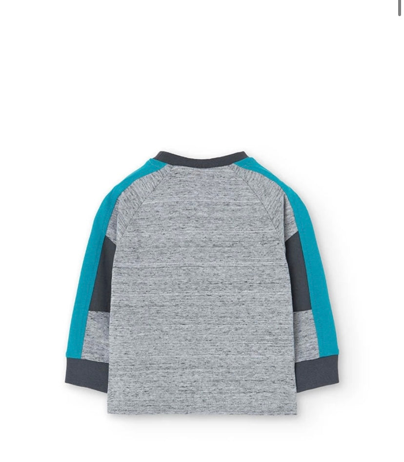 Camiseta de felpa para bebé niño en gris con estampado Boboli