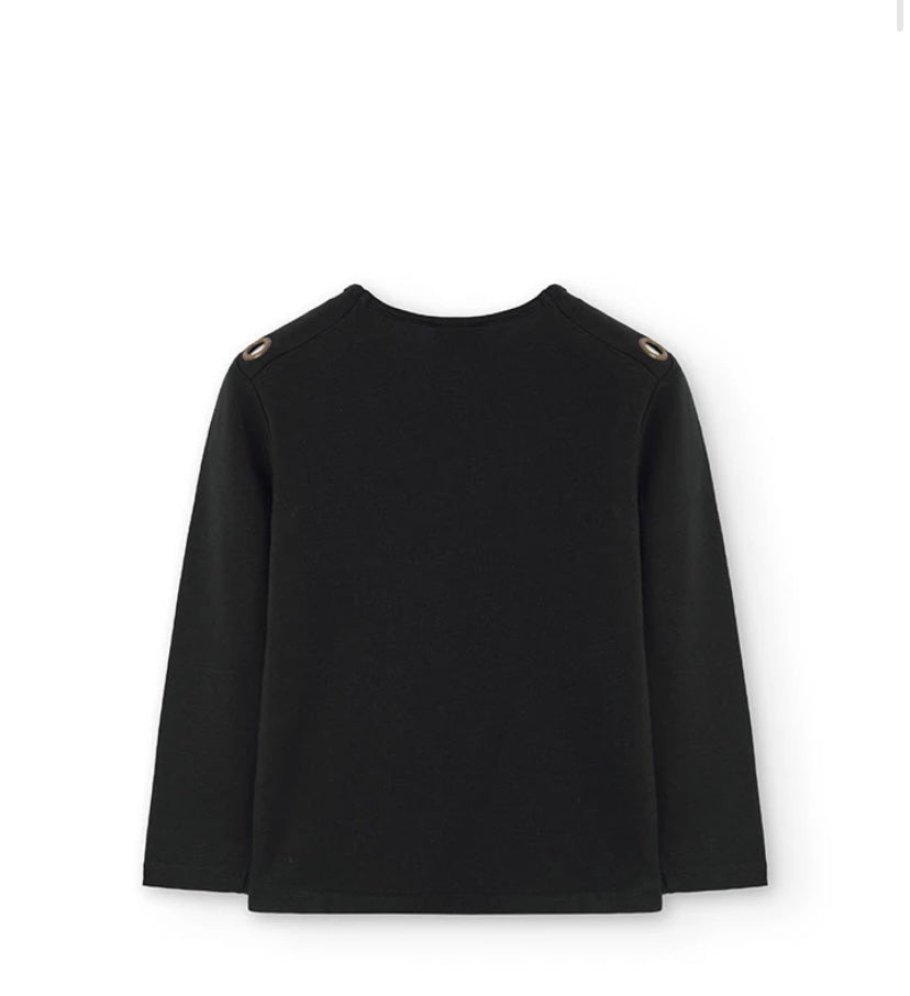 Camiseta de punto para niña en negro Boboli