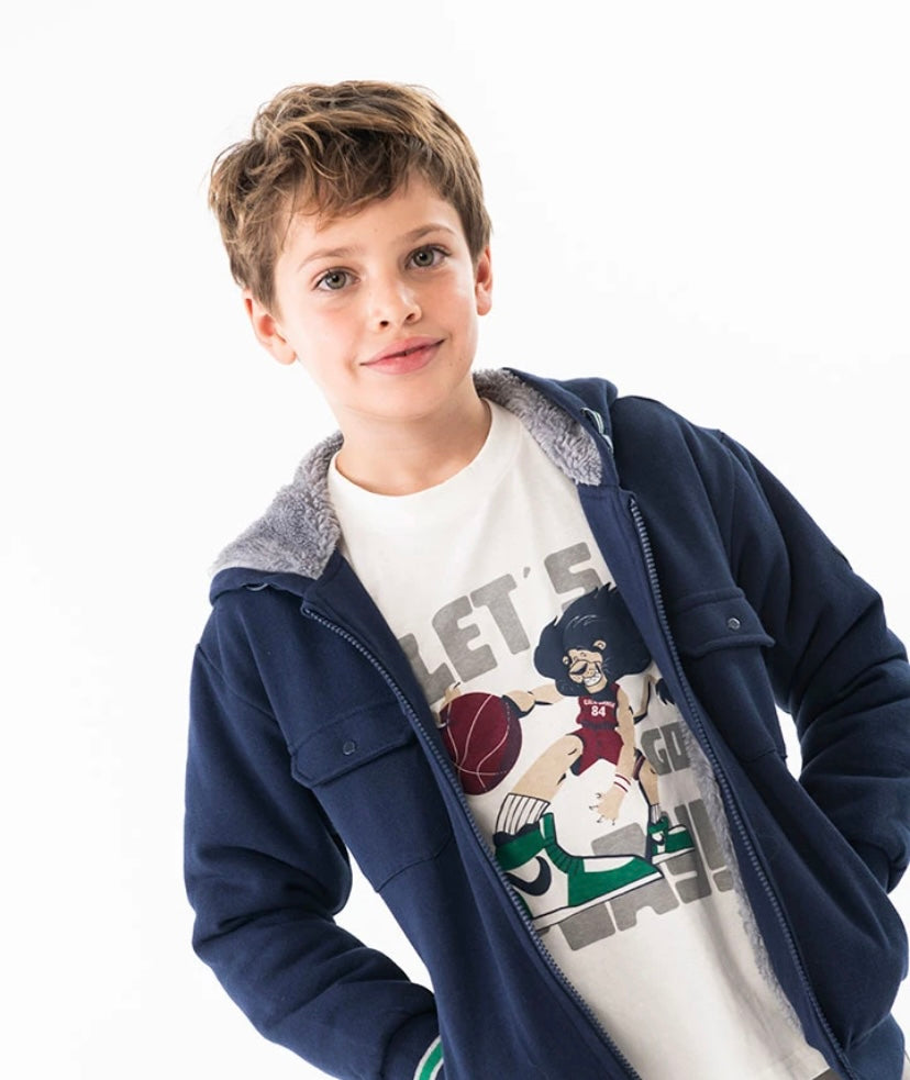 Camiseta de punto liso de niño en blanco Boboli