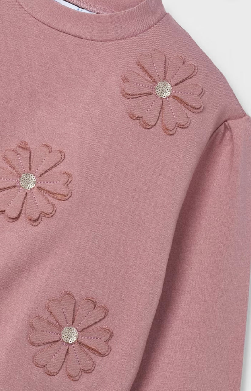 Sudadera apliques flores niña Mayoral
