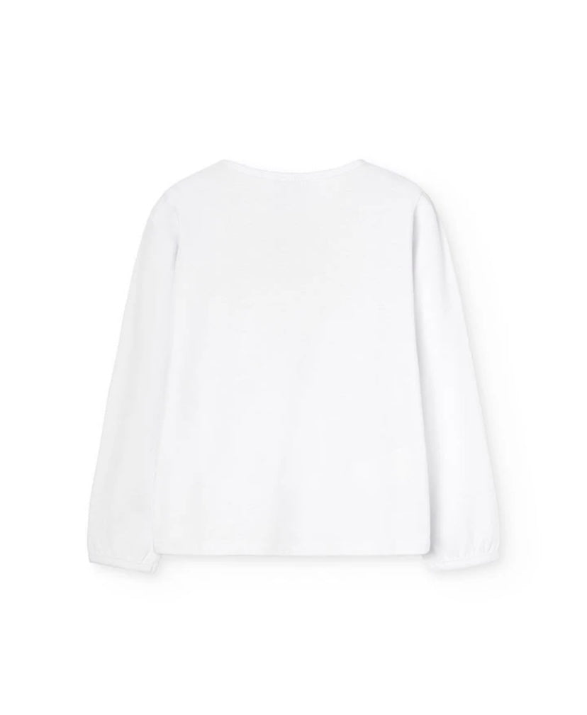 Camiseta de punto para niña en blanco Boboli