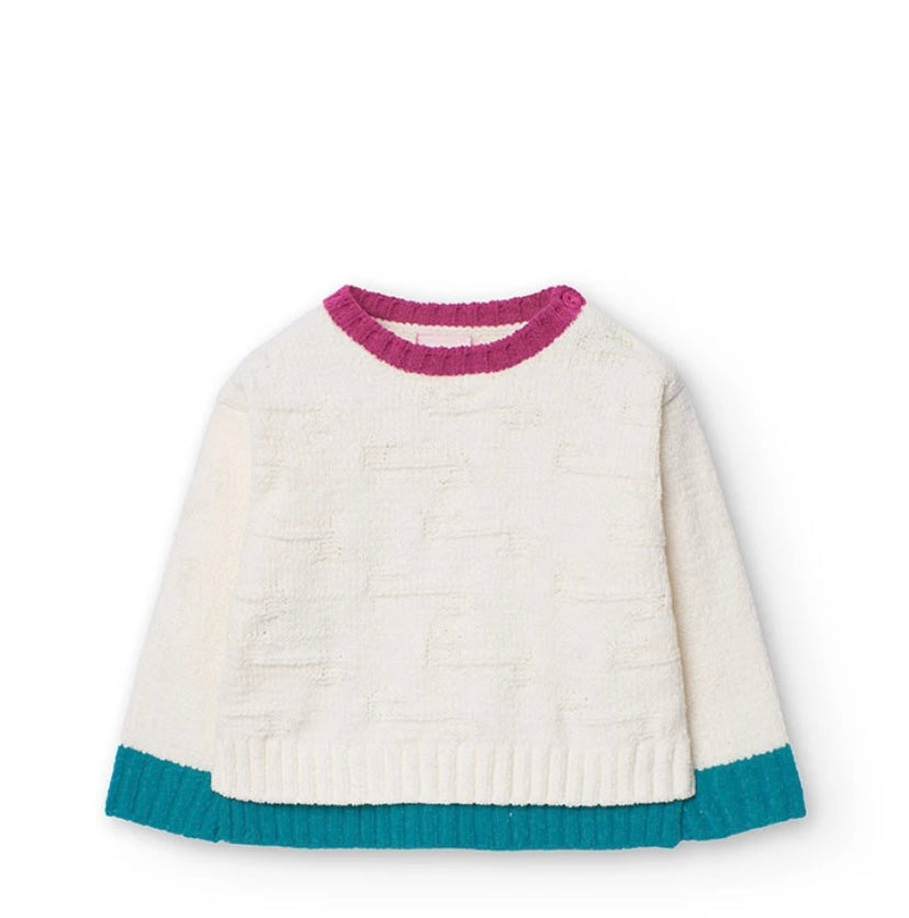 Jersey de tricotosa para bebé niña en blanco Boboli