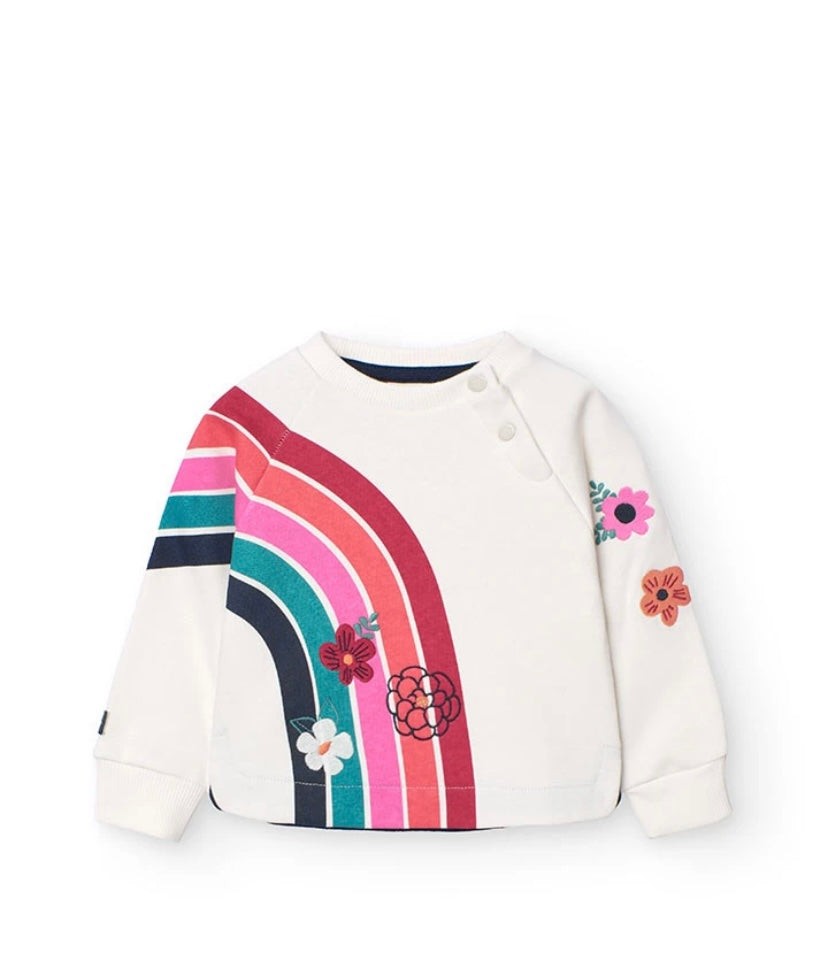 Sudadera de felpa falmé para bebé niña en blanco Boboli