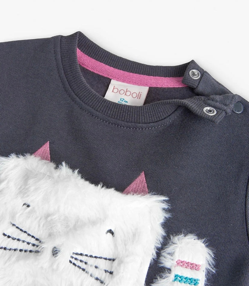 Sudadera de felpa para bebé niña en gris Boboli