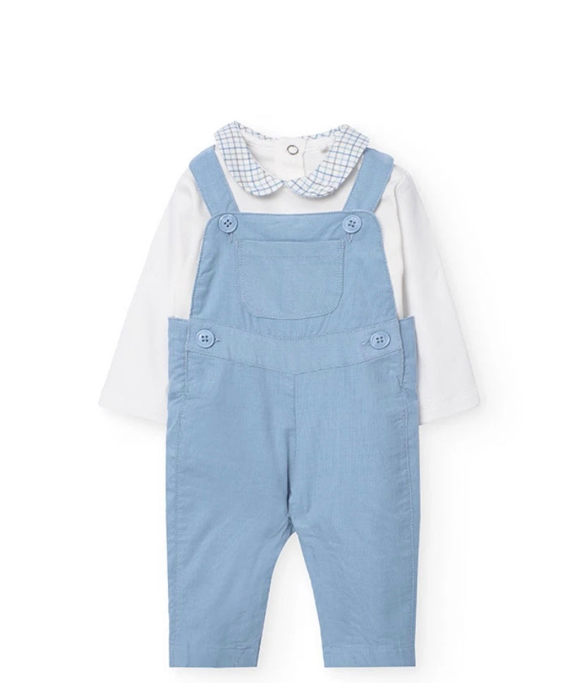 Conjunto de body con petó de algodón para bebé niño en azul Boboli
