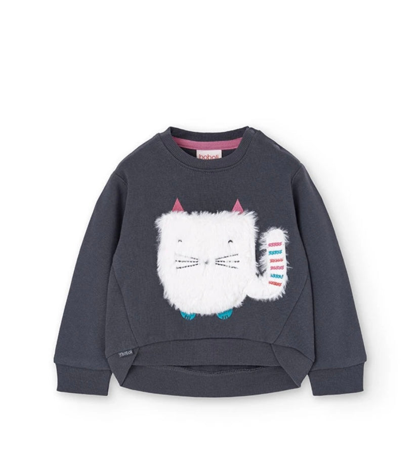 Sudadera de felpa para bebé niña en gris Boboli