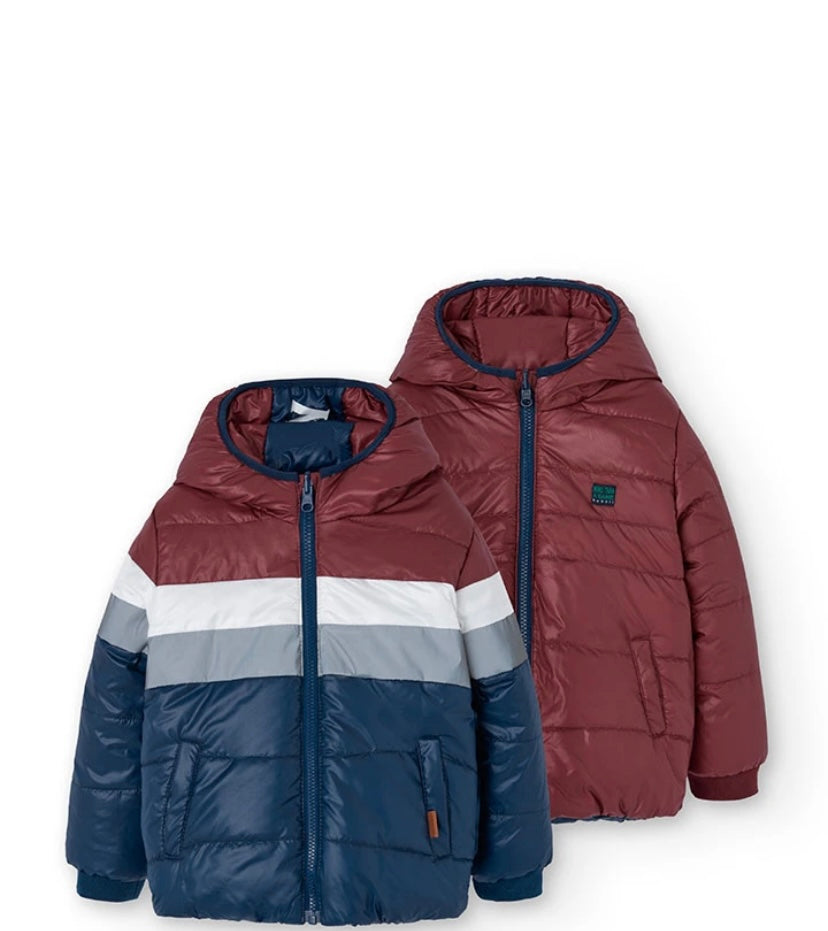 Parka reversible de niño en azul marino y rojo Boboli