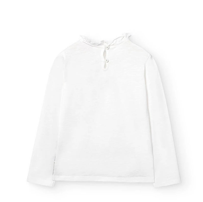 Camiseta de punto falmé para niña en blanco Boboli