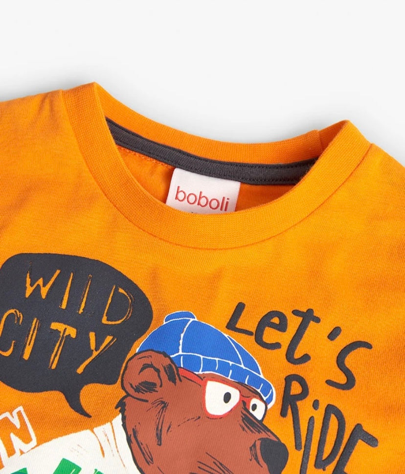 Camiseta de punto para bebé niño estampada en naranja Boboli