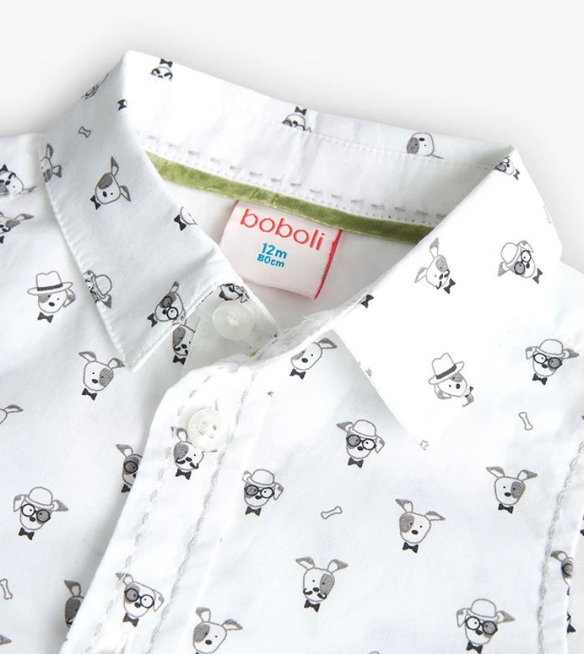 Camisa popelín para niño con estampado en color blanco Boboli