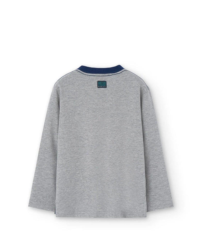 Camiseta de punto de niño estampado de balón americano en gris vigoré Boboli