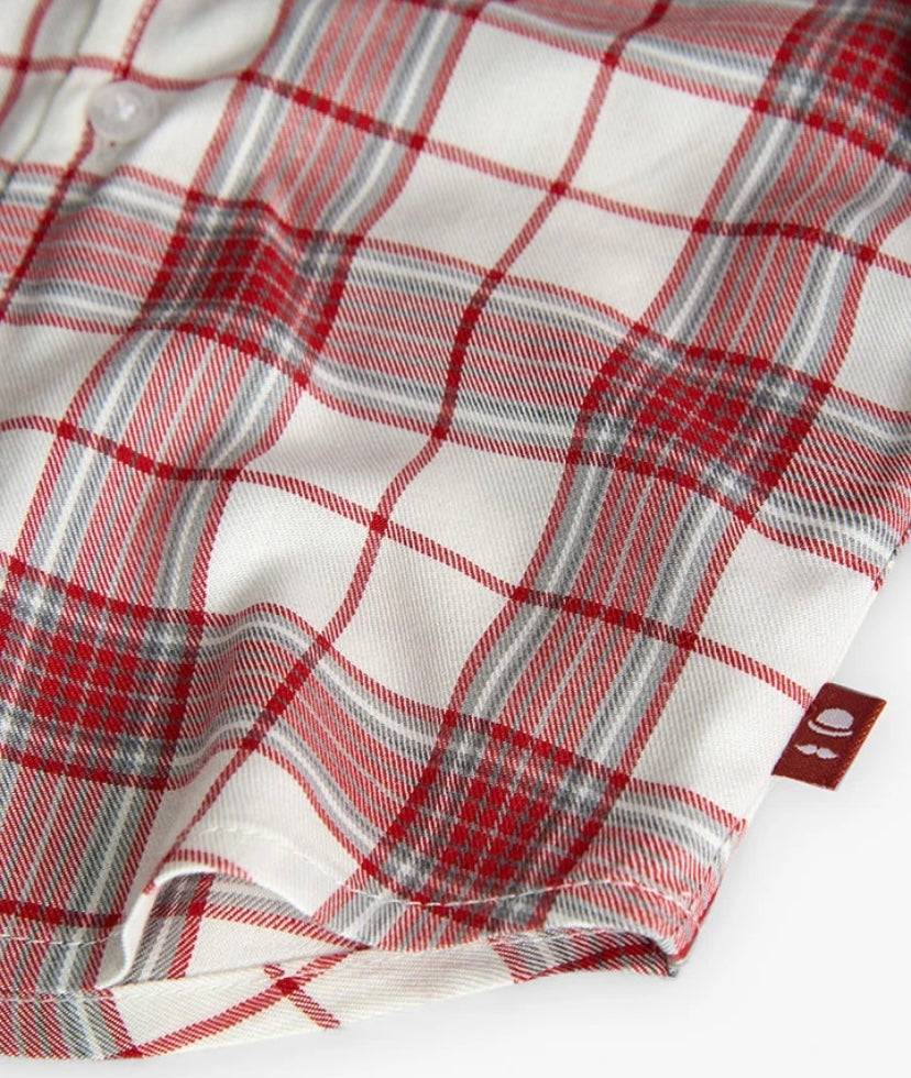 Camisa popelín de cuadros para bebé niño en rojo Boboli
