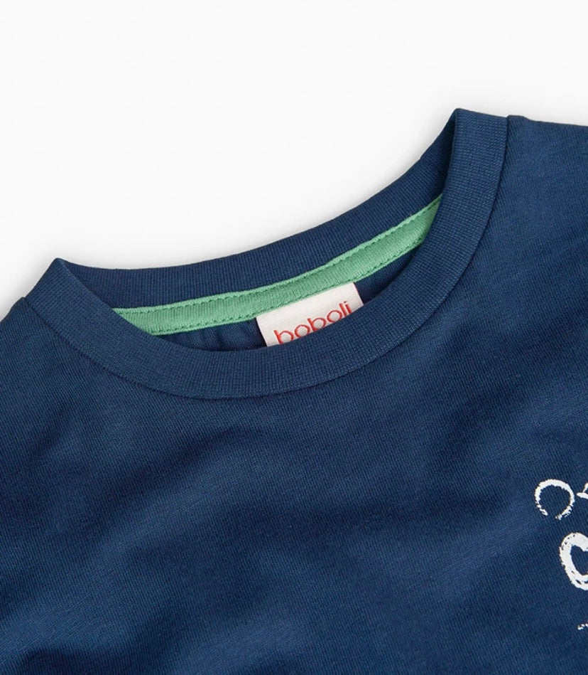 Camiseta de punto de niño en azul marino Boboli