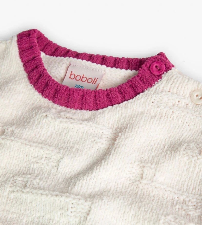 Jersey de tricotosa para bebé niña en blanco Boboli