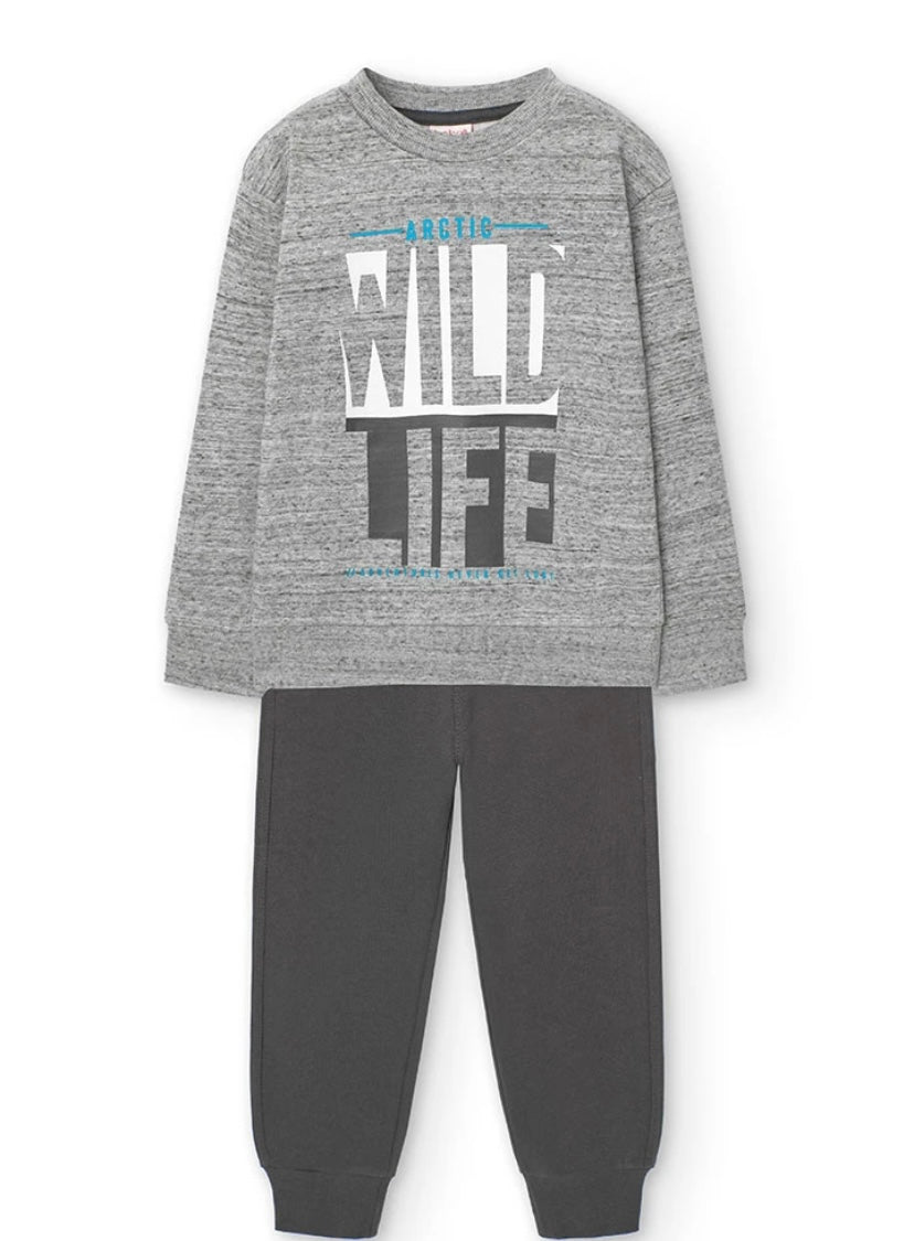 Conjunto de niño con estampado en gris Boboli