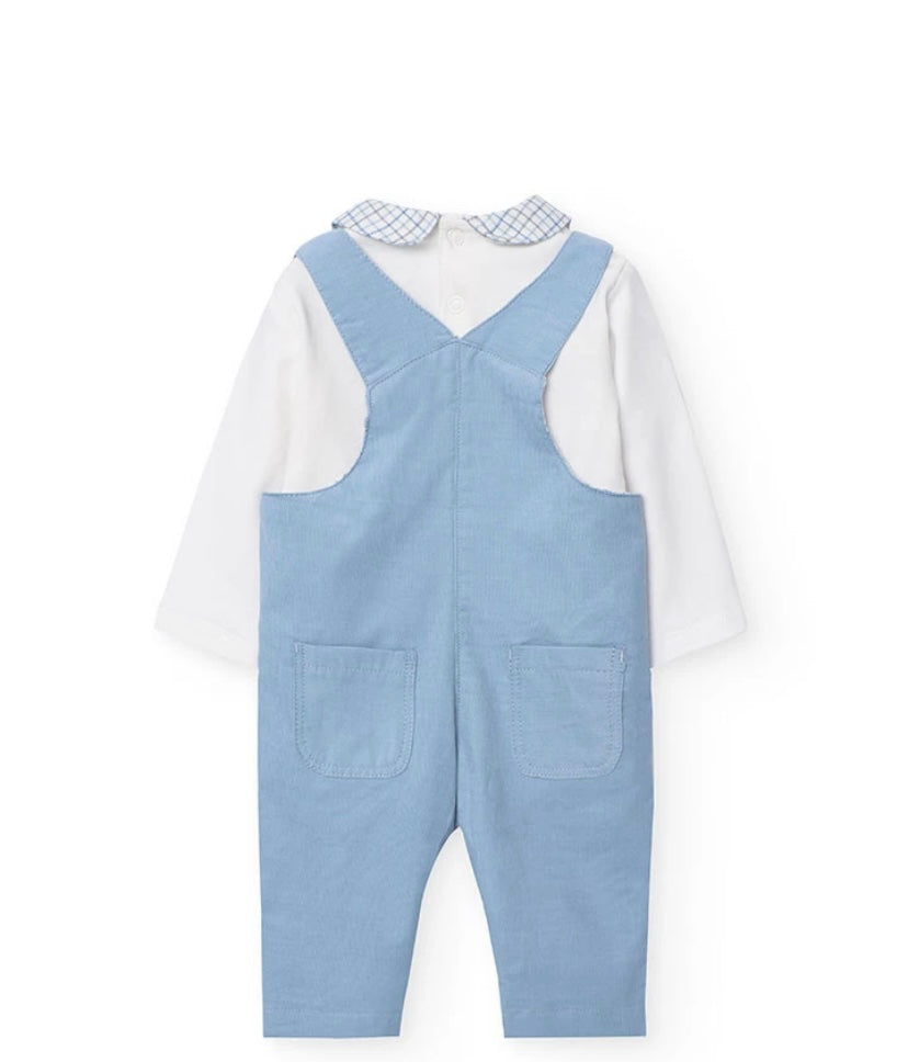 Conjunto de body con petó de algodón para bebé niño en azul Boboli