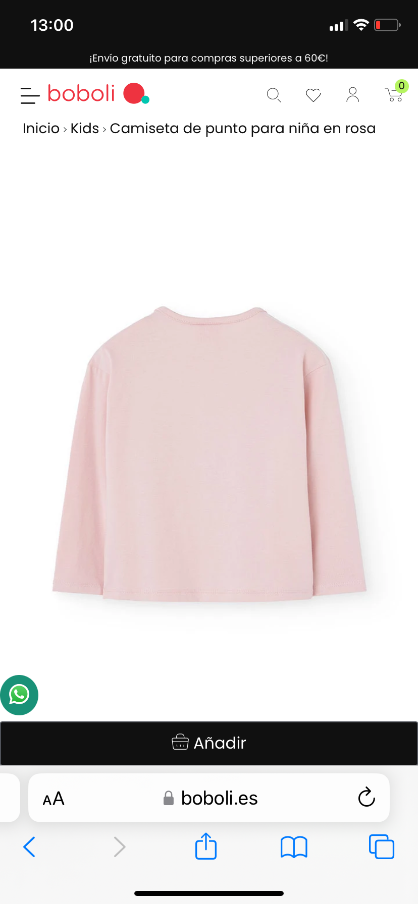 Camiseta de punto para niña en rosa Boboli